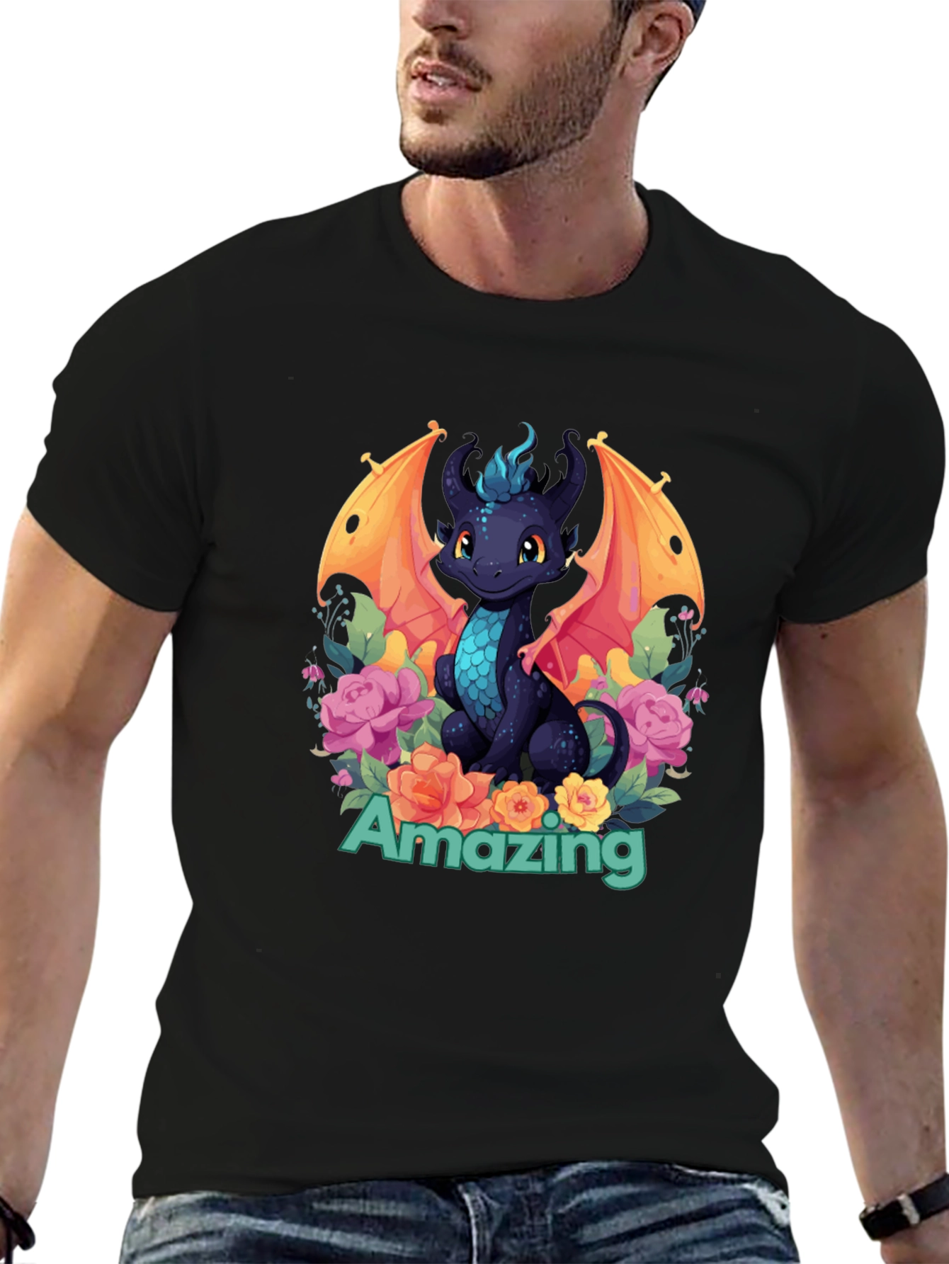 Amazing Dragon T-Shirt - Black Graphic Tee
