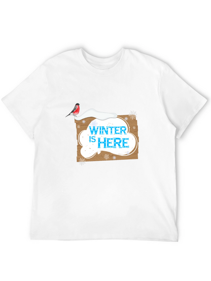 Winter is Here Graphic Print Black T-Shirt