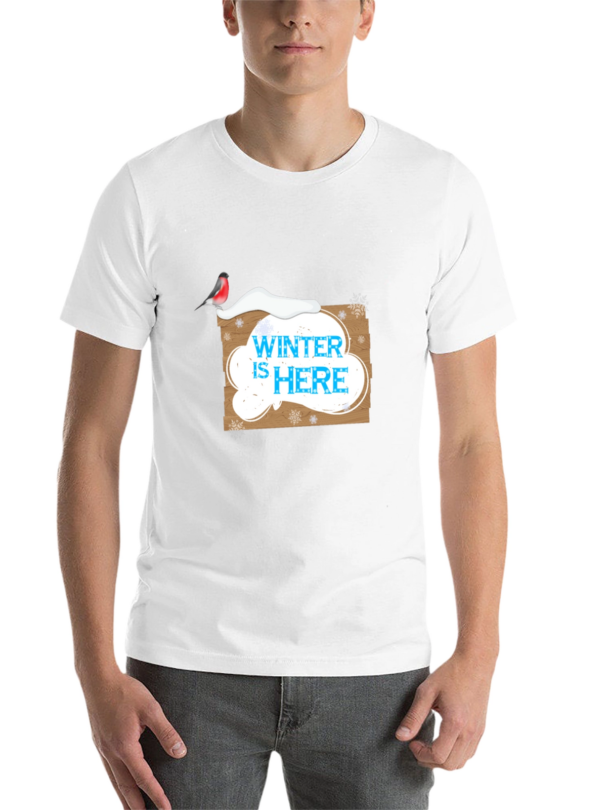 Winter is Here Graphic Print Black T-Shirt