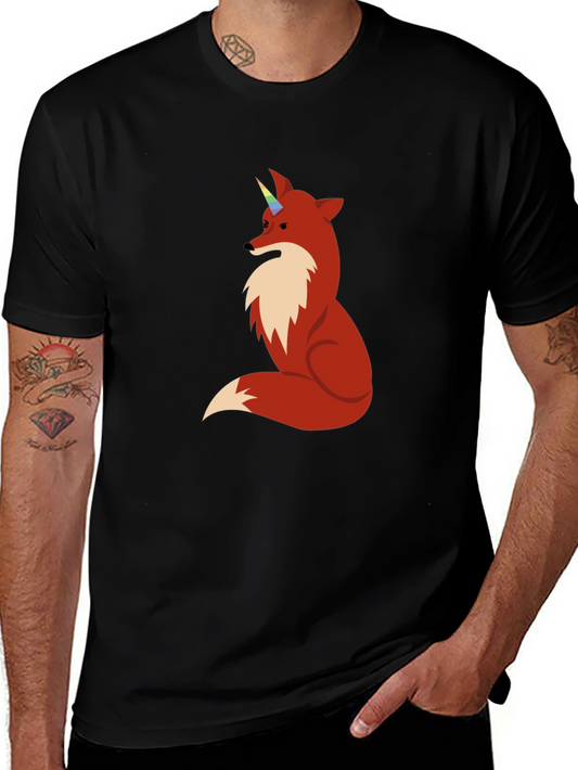 Unicorn Fox Graphic Tee - Mens Black T-Shirt