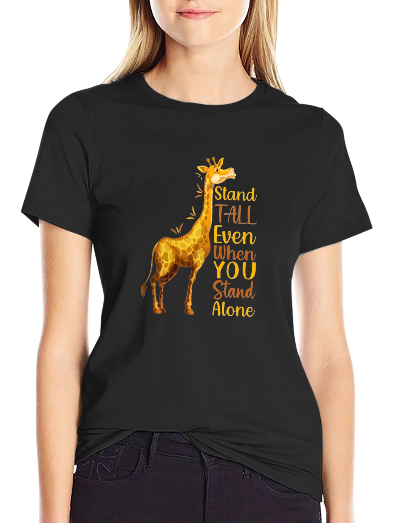 Stand Tall Giraffe Graphic Tee - Black