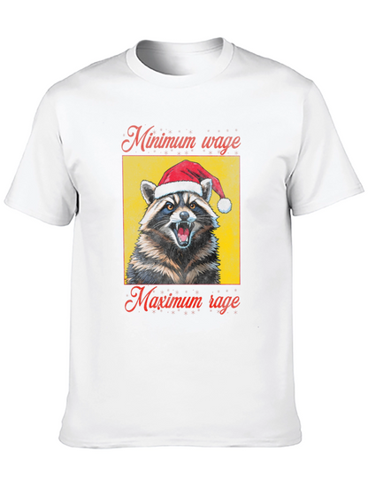 Minimum Wage Maximum Rage Raccoon Santa T-Shirt