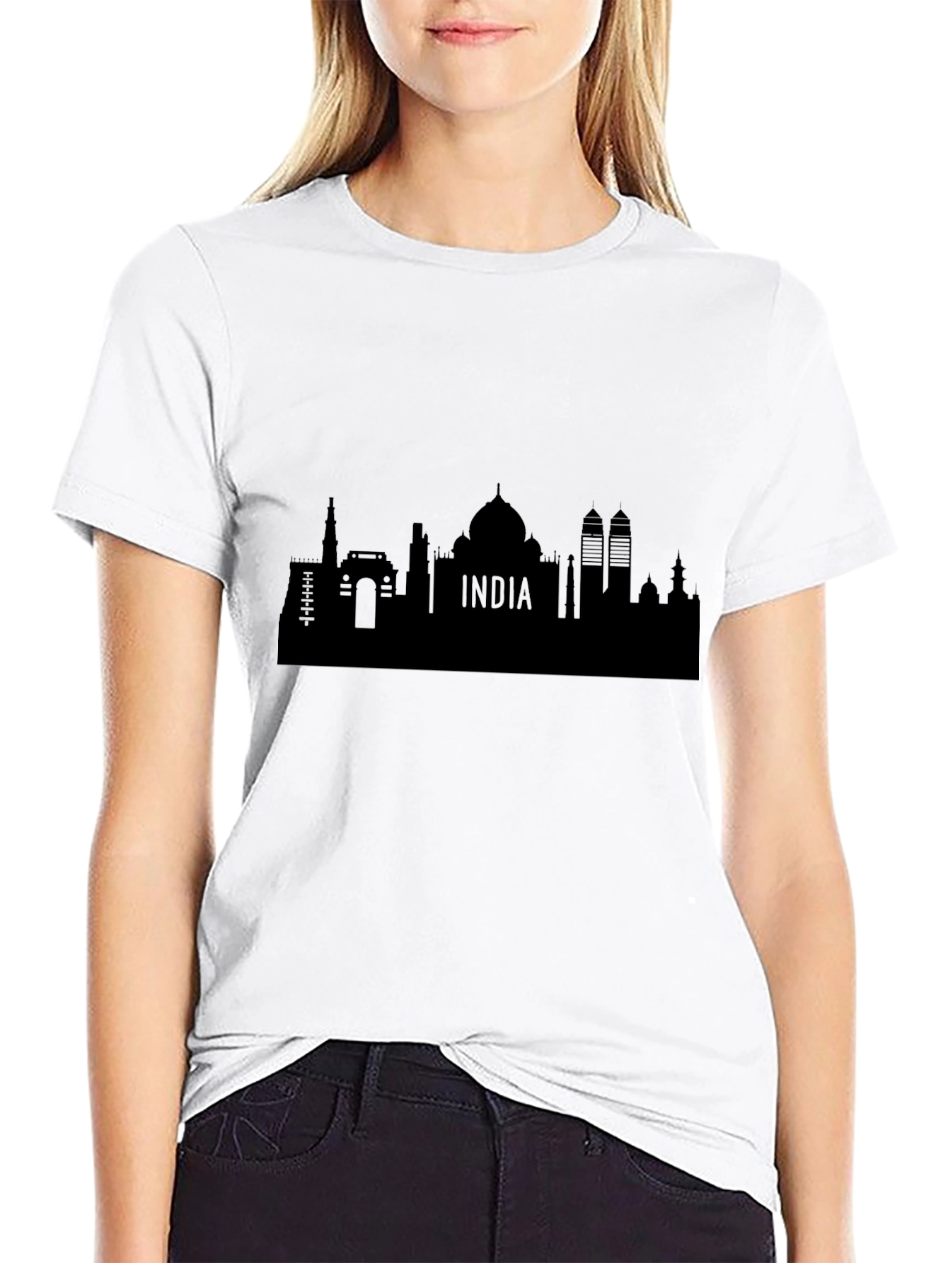 India Skyline Graphic Black T-Shirt
