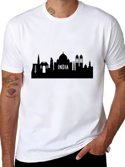 India Skyline Graphic Black T-Shirt