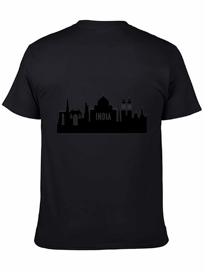 India Skyline Graphic Black T-Shirt