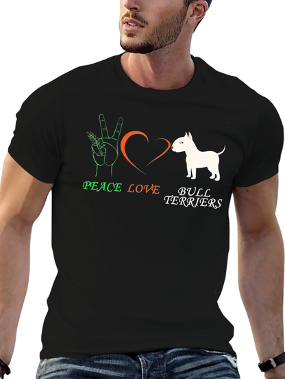 Peace Love Bull Terriers Graphic T-Shirt