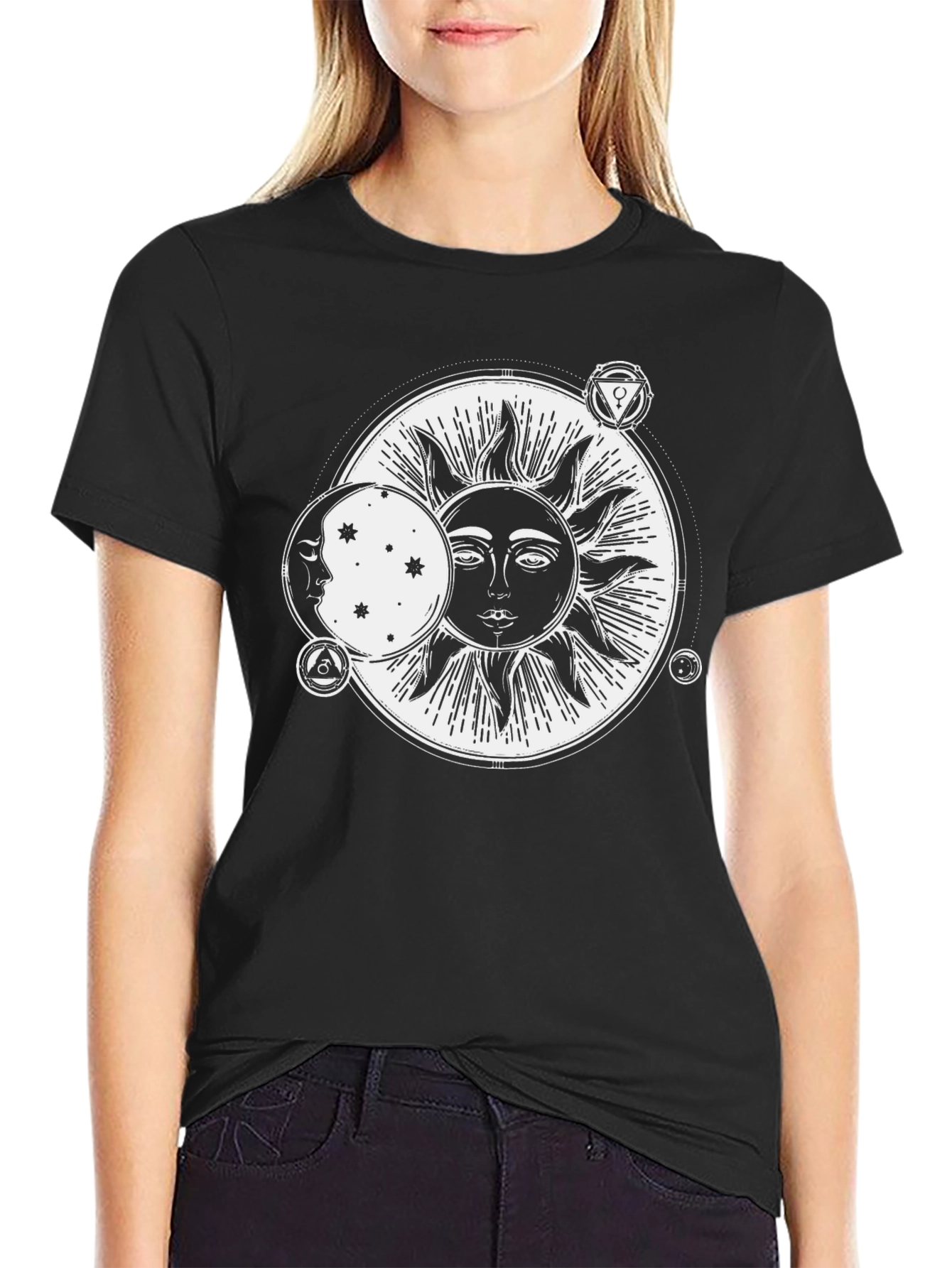 Sun & Moon Graphic Black T-Shirt