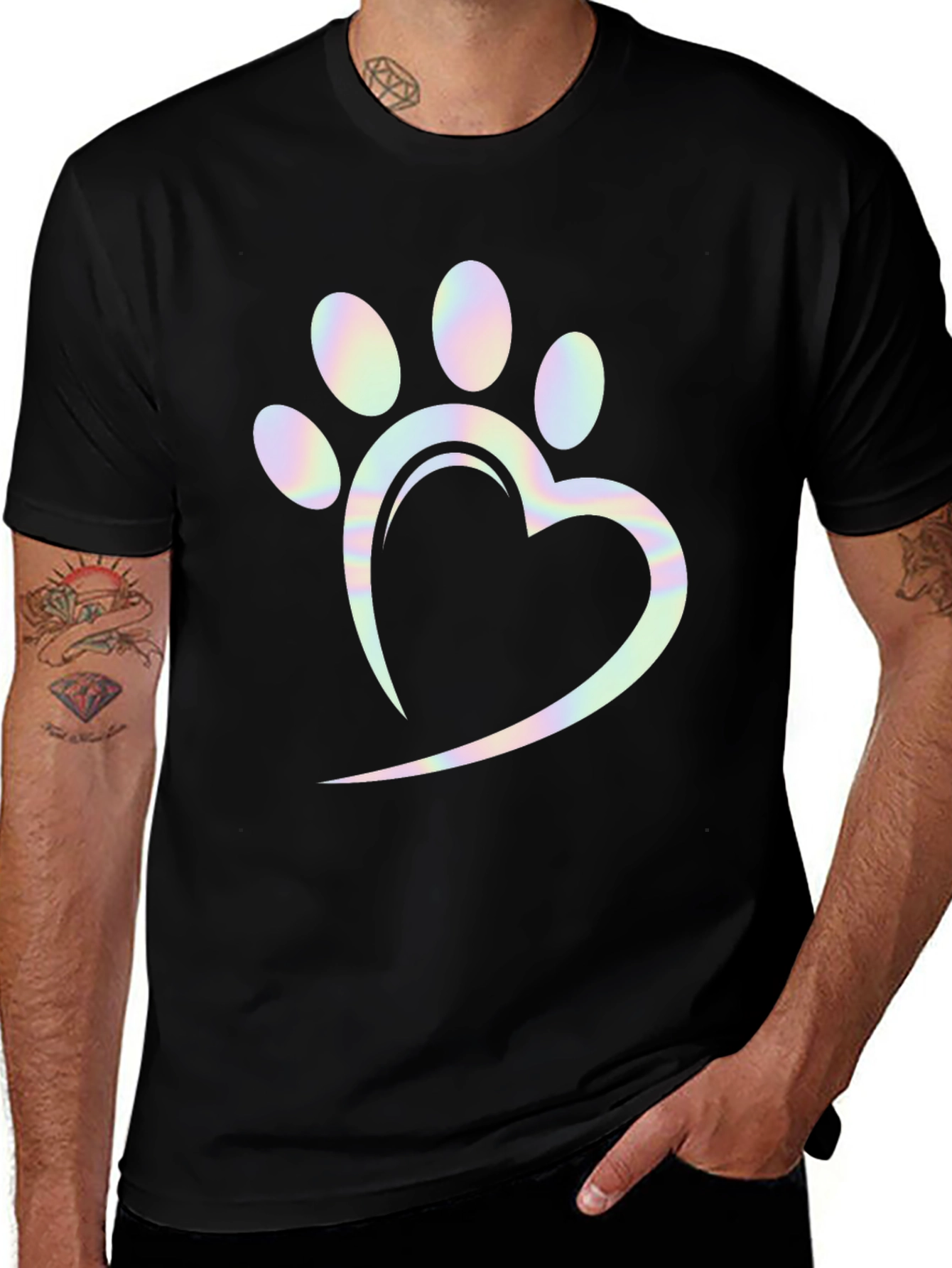 Heart Paw Print Holographic Graphic Tee