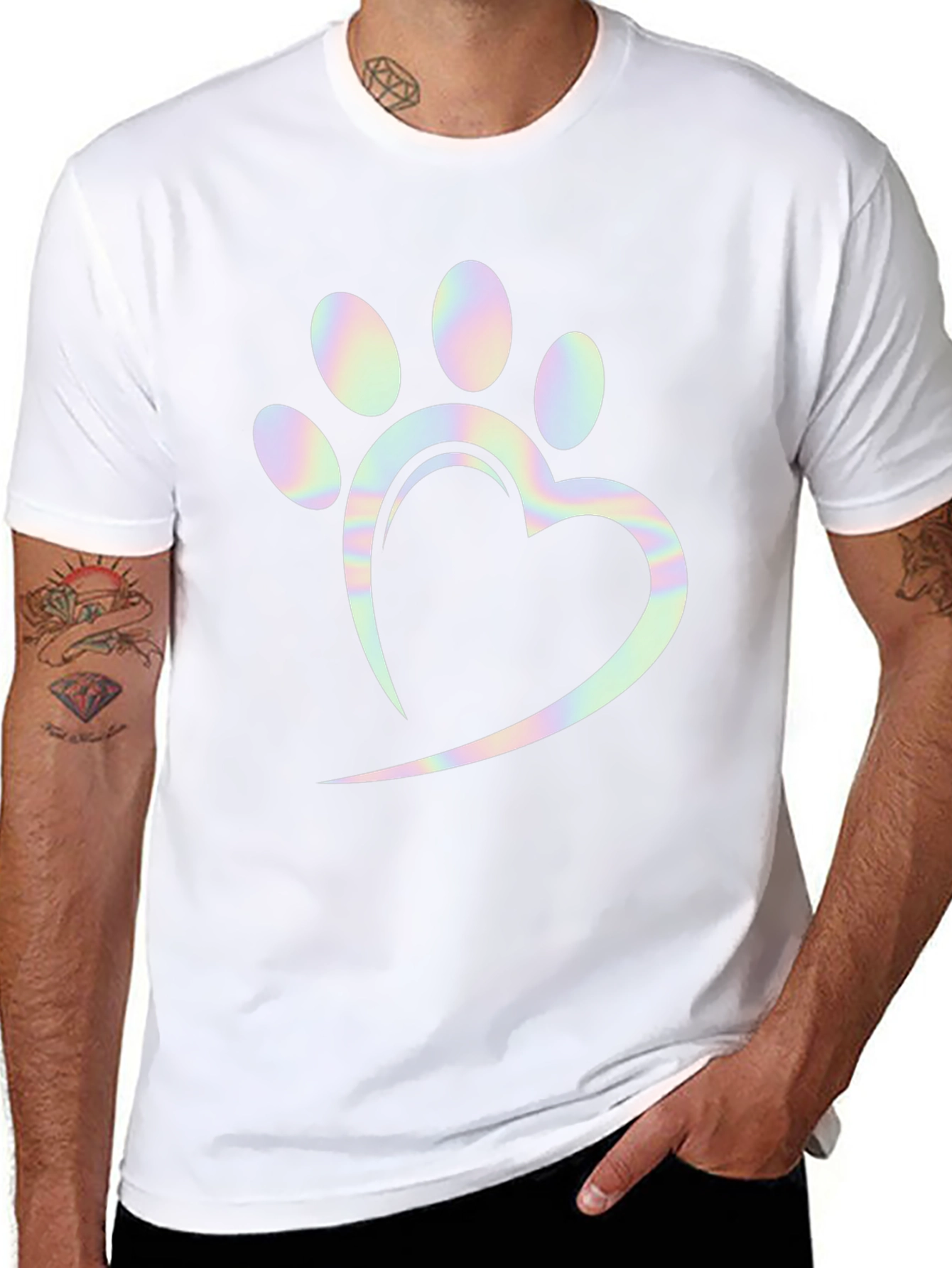 Heart Paw Print Holographic Graphic Tee