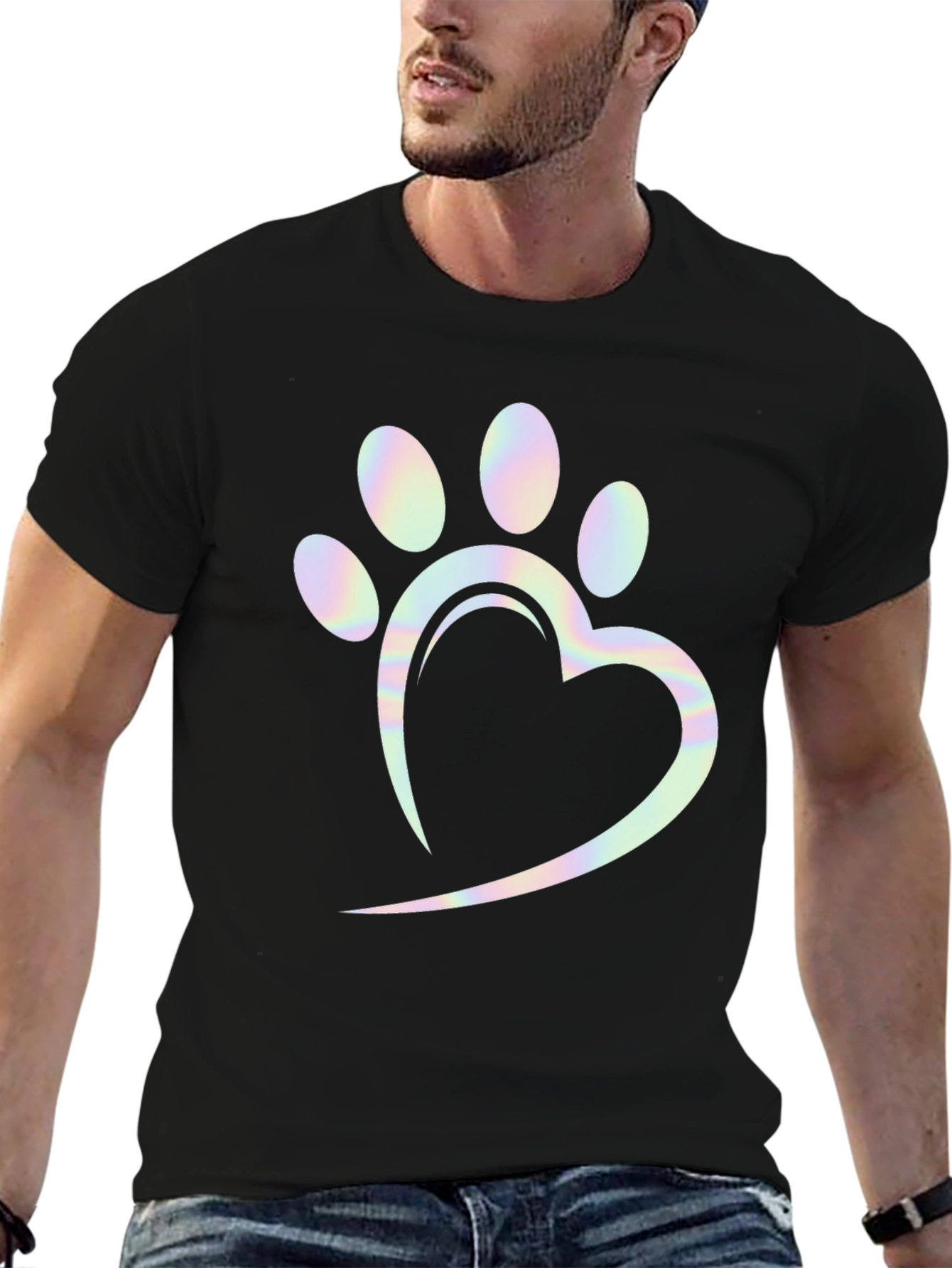 Heart Paw Print Holographic Graphic Tee
