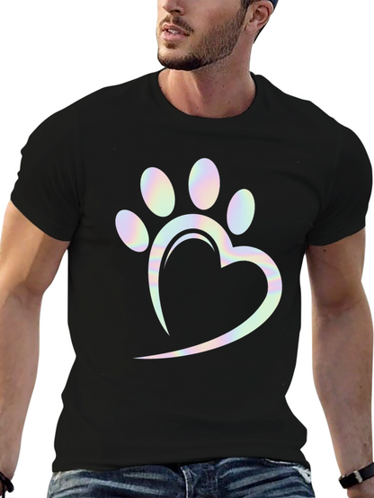 Heart Paw Print Holographic Graphic Tee