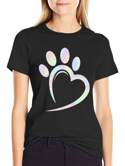 Heart Paw Print Holographic Graphic Tee