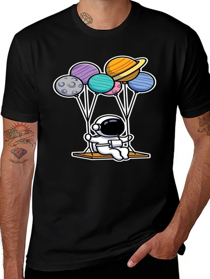 Astronaut Planet Balloon Graphic T-Shirt
