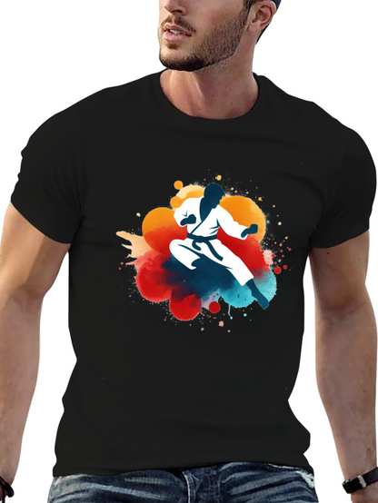 Karate Silhouette Graphic Tee - Black