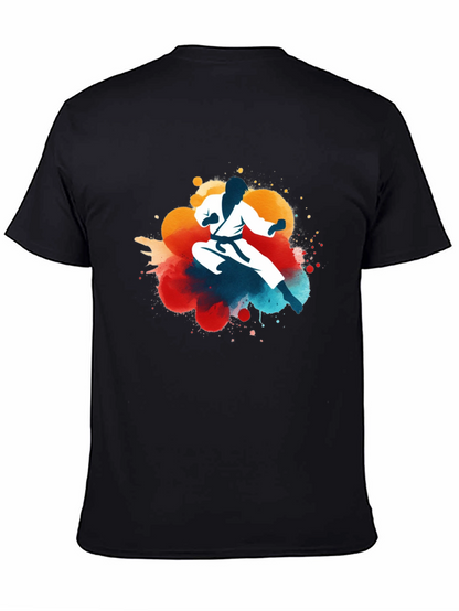 Karate Silhouette Graphic Tee - Black