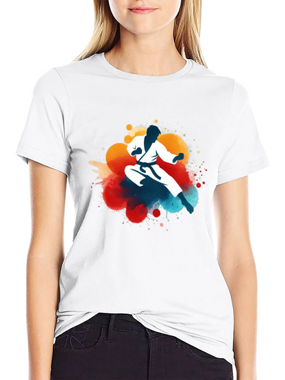 Karate Silhouette Graphic Tee - Black
