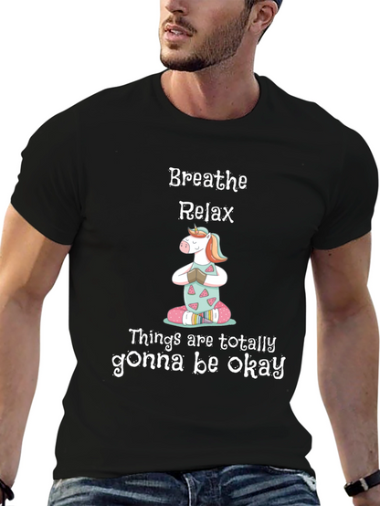 Breathe Relax Unicorn Graphic T-Shirt