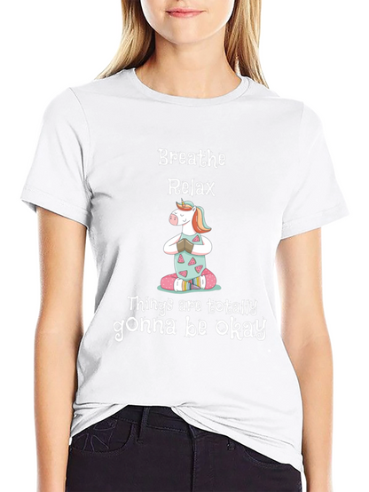 Breathe Relax Unicorn Graphic T-Shirt