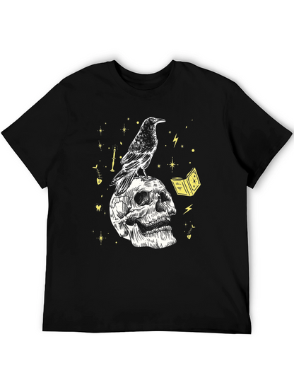 Raven Skull Graphic Tee - Dark Mystical T-Shirt