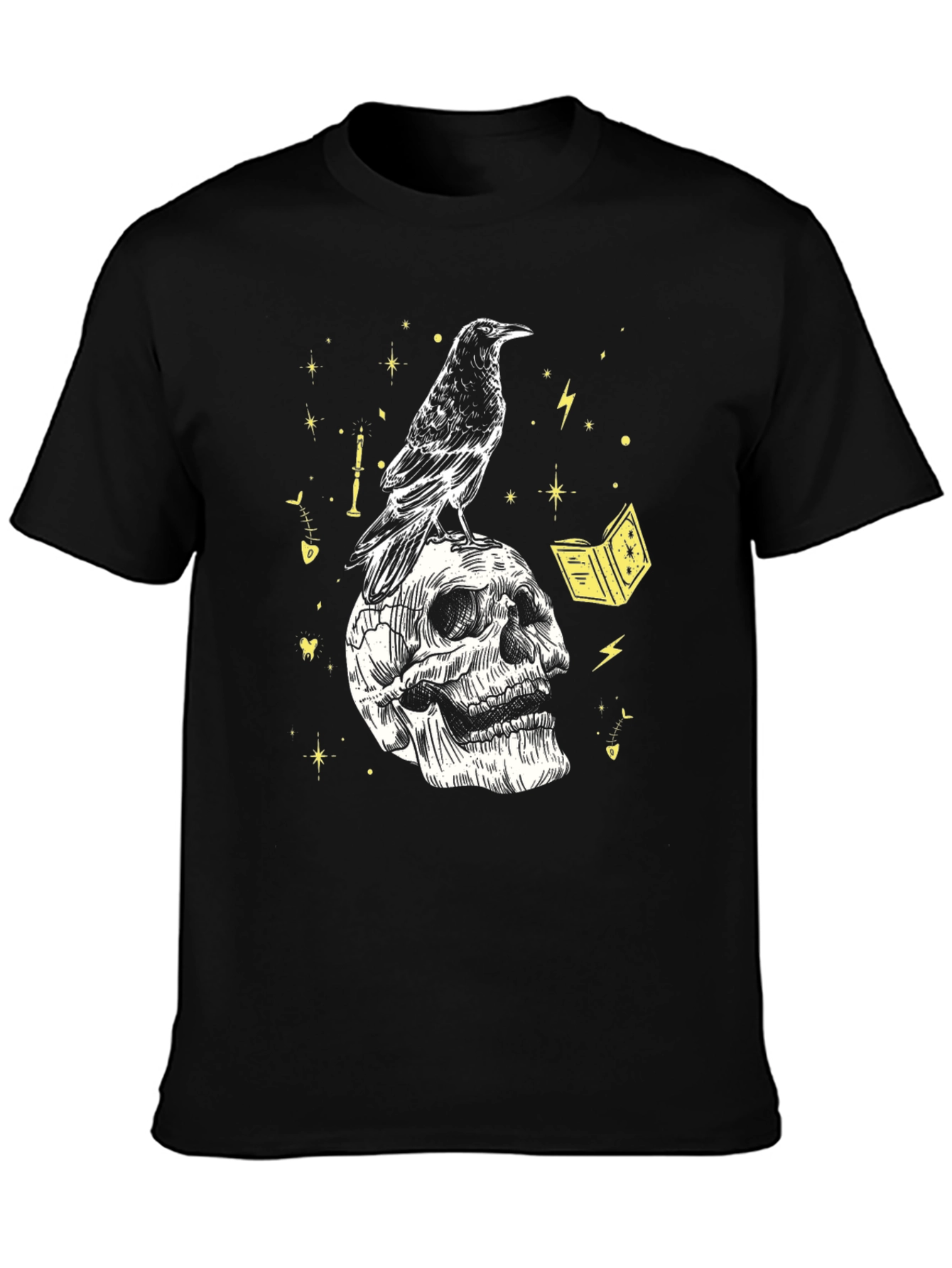 Raven Skull Graphic Tee - Dark Mystical T-Shirt
