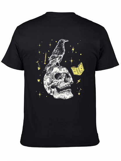 Raven Skull Graphic Tee - Dark Mystical T-Shirt