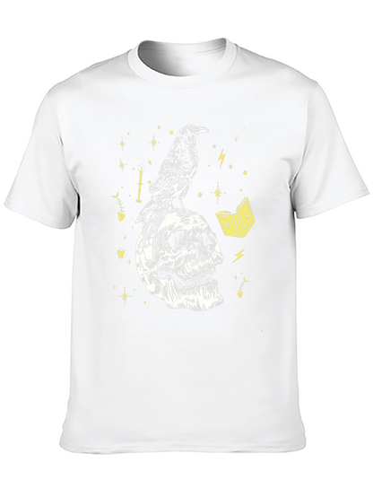 Raven Skull Graphic Tee - Dark Mystical T-Shirt