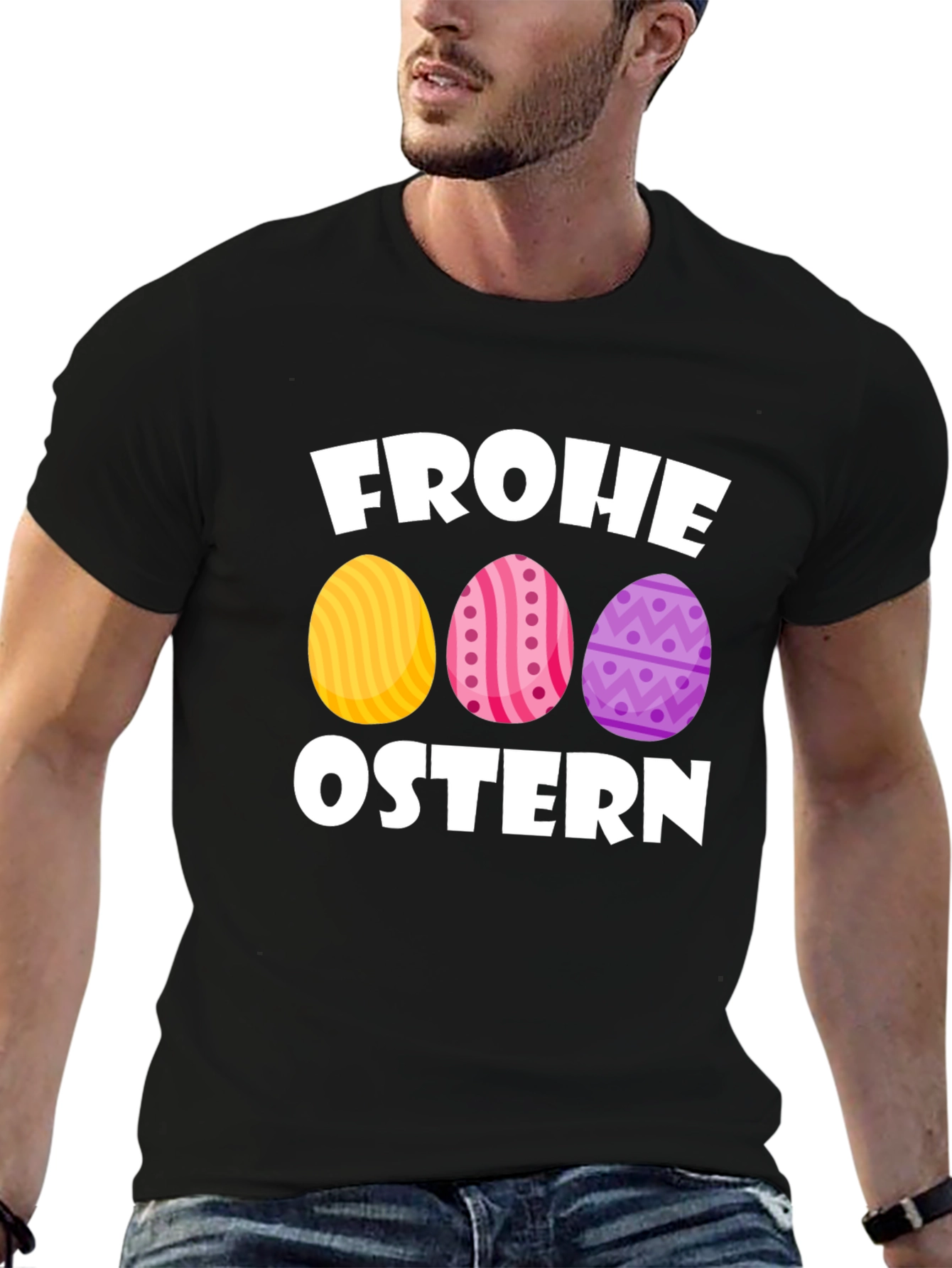 Frohe Ostern Easter Egg T-Shirt - Black