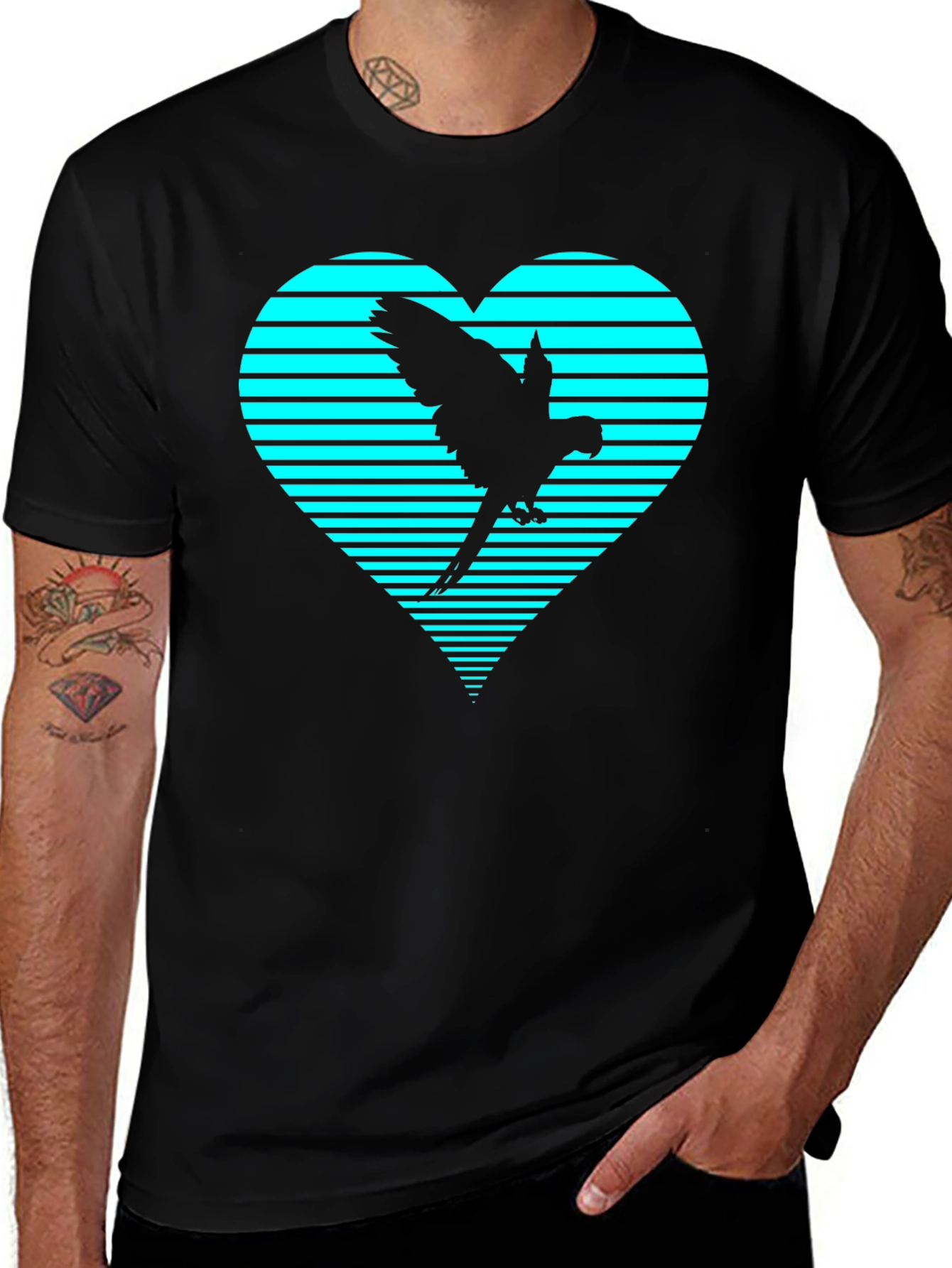Parrot Heart Graphic Tee - Trendy Casual Shirt