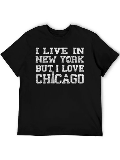 I Live in NY Love Chicago Black T-Shirt
