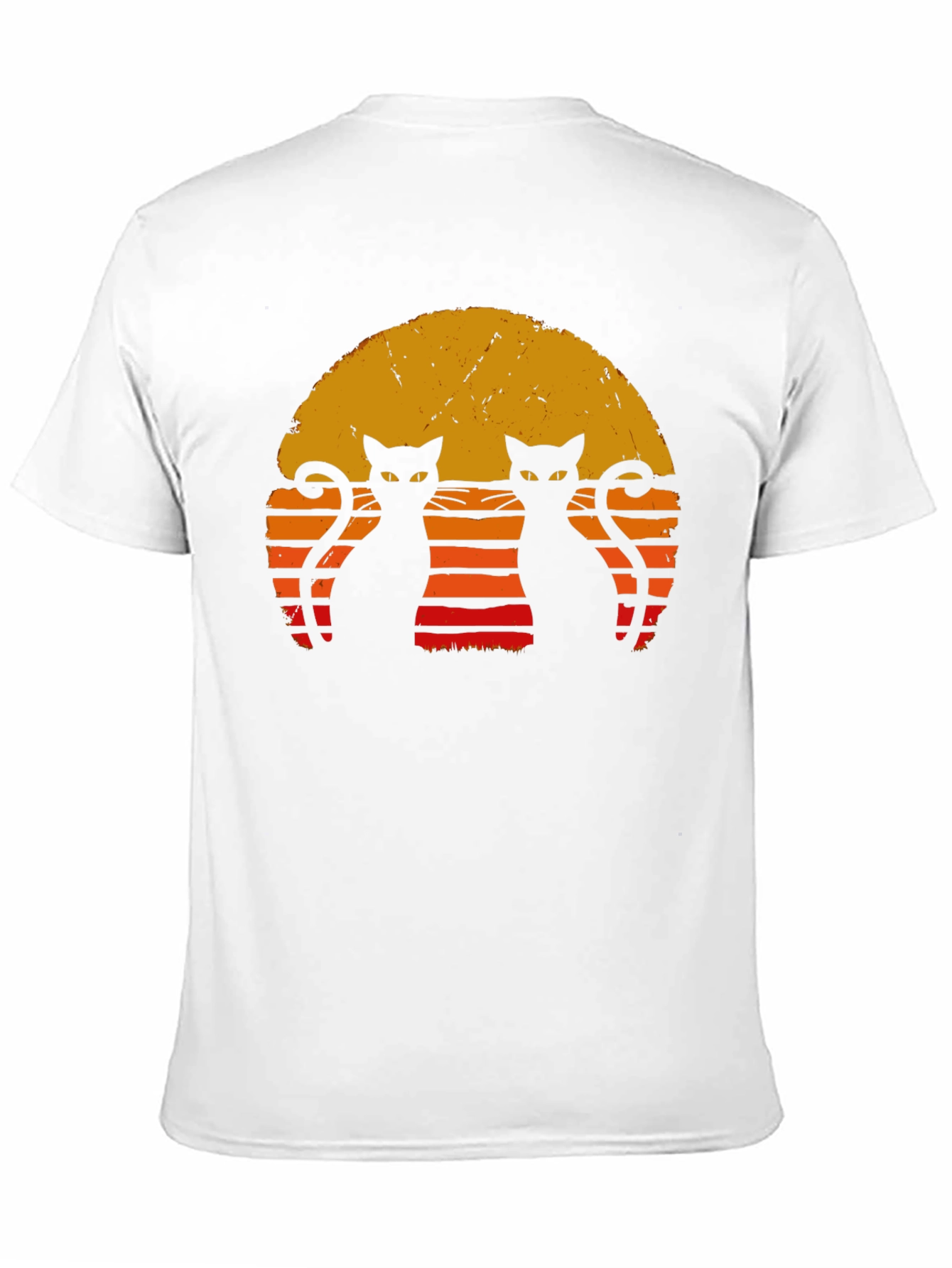 Retro Cat Sunset T-Shirt - Black