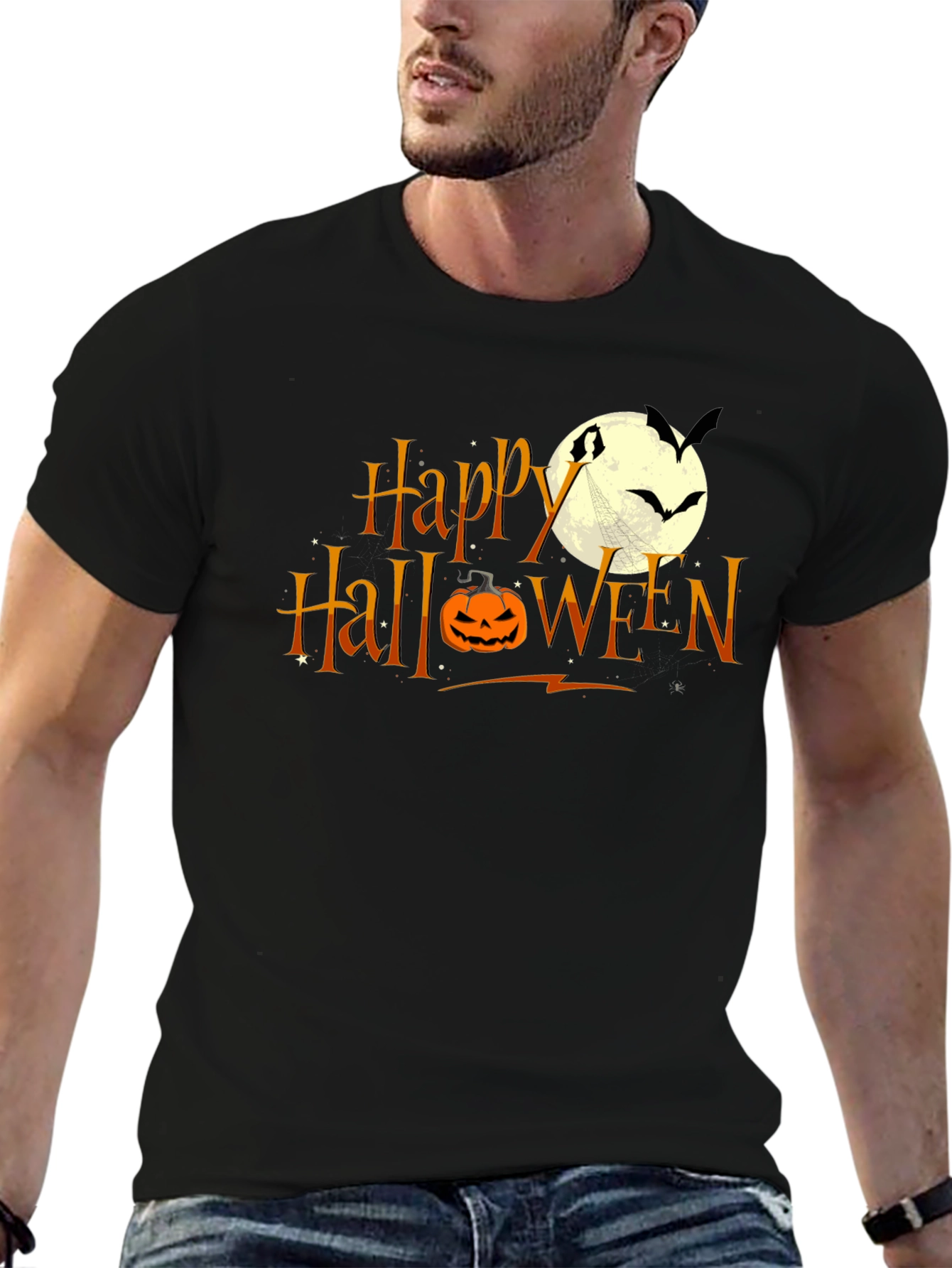 Happy Halloween T-Shirt: Pumpkin Moon Bats