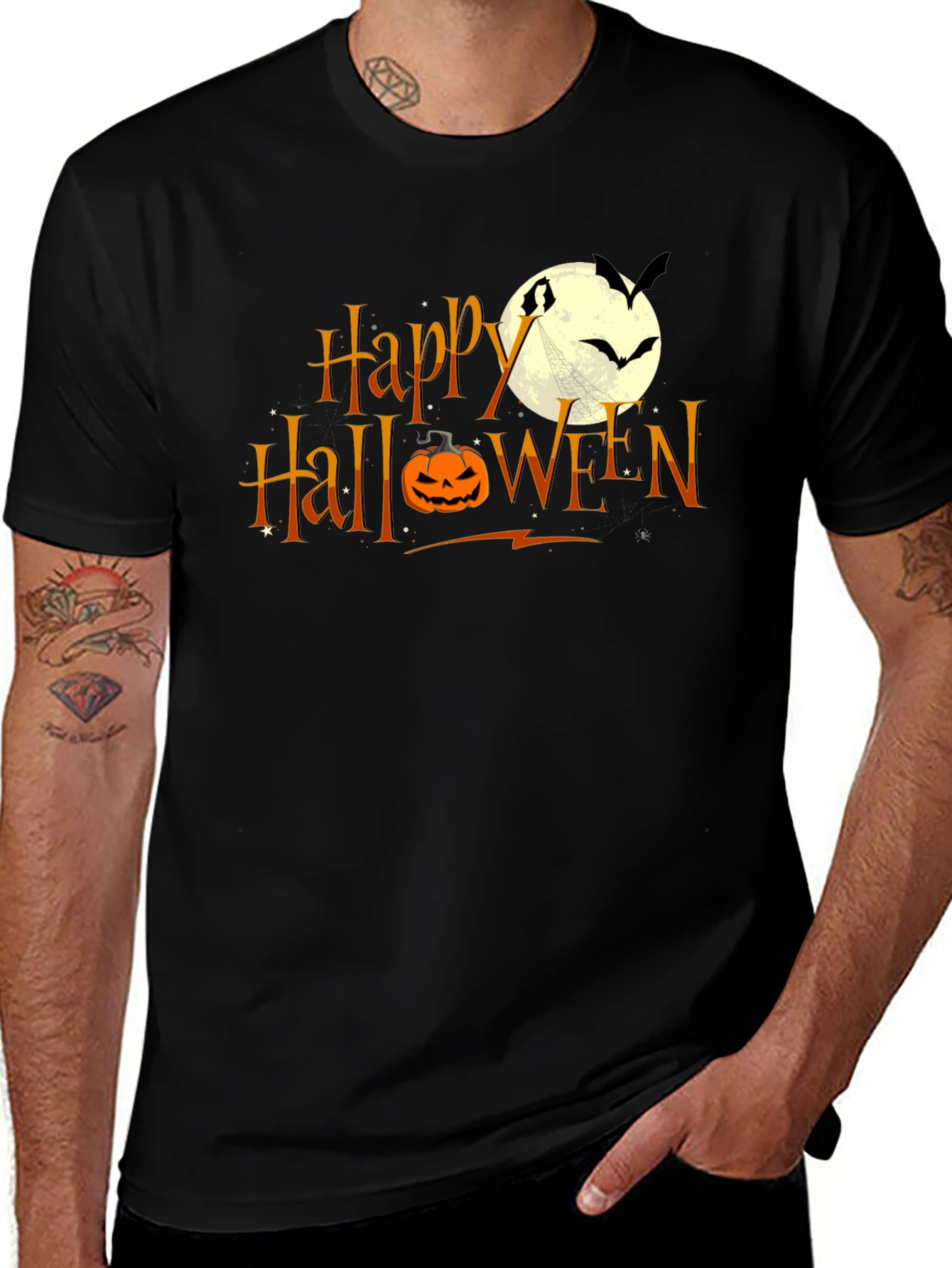 Happy Halloween T-Shirt: Pumpkin Moon Bats