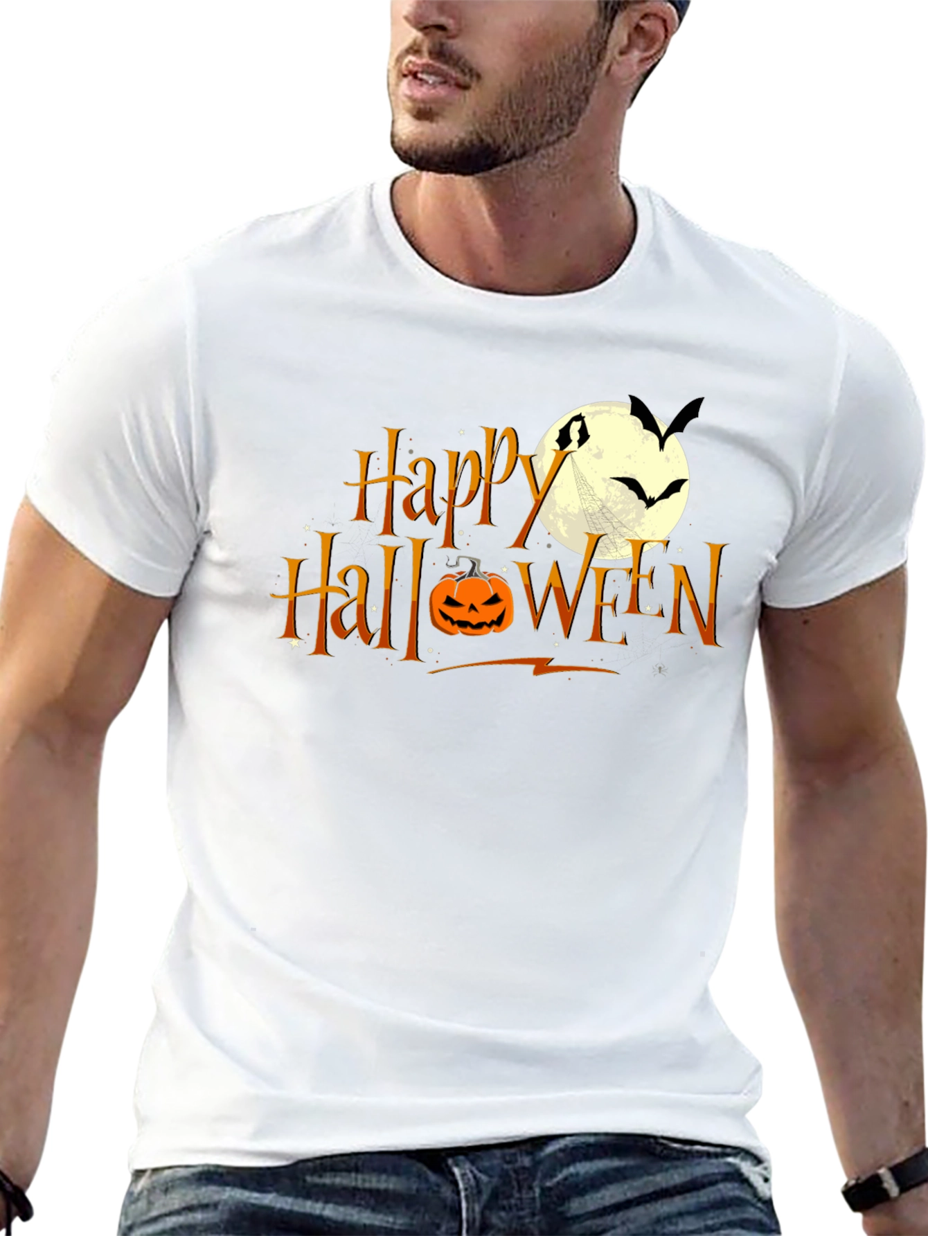 Happy Halloween T-Shirt: Pumpkin Moon Bats