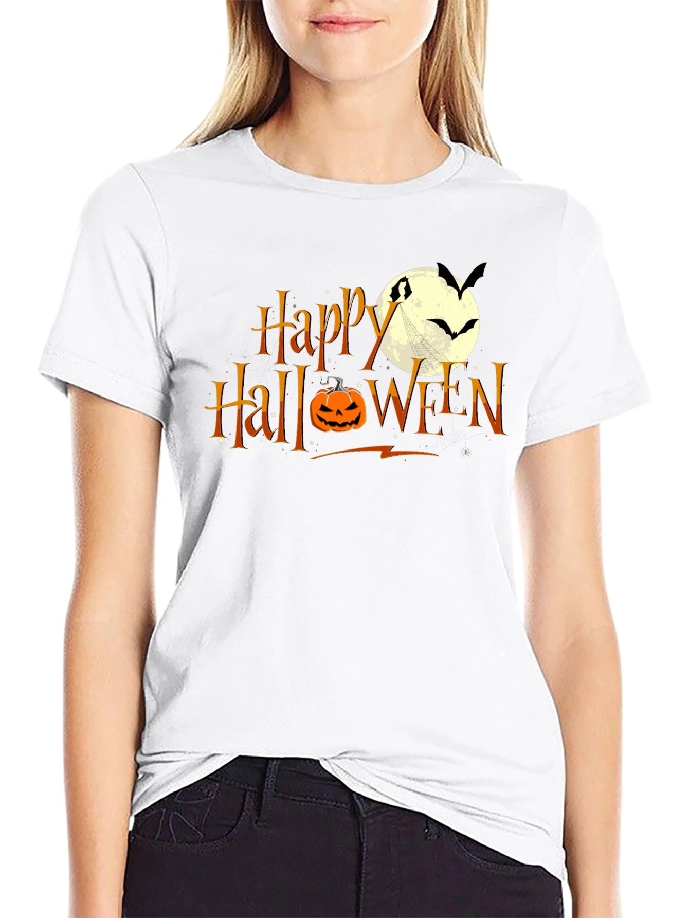 Happy Halloween T-Shirt: Pumpkin Moon Bats