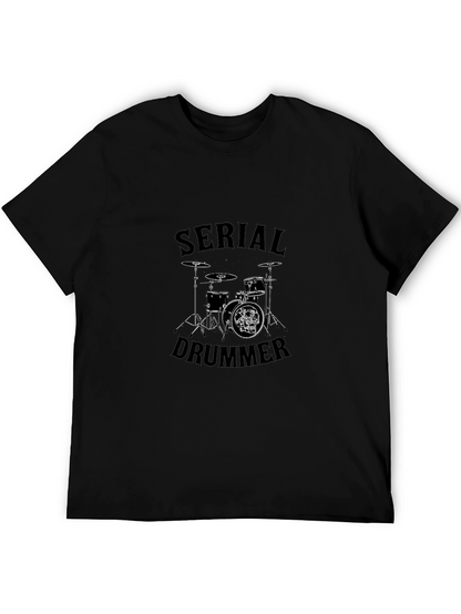 Serial Drummer Graphic Tee - Black Cotton T-Shirt