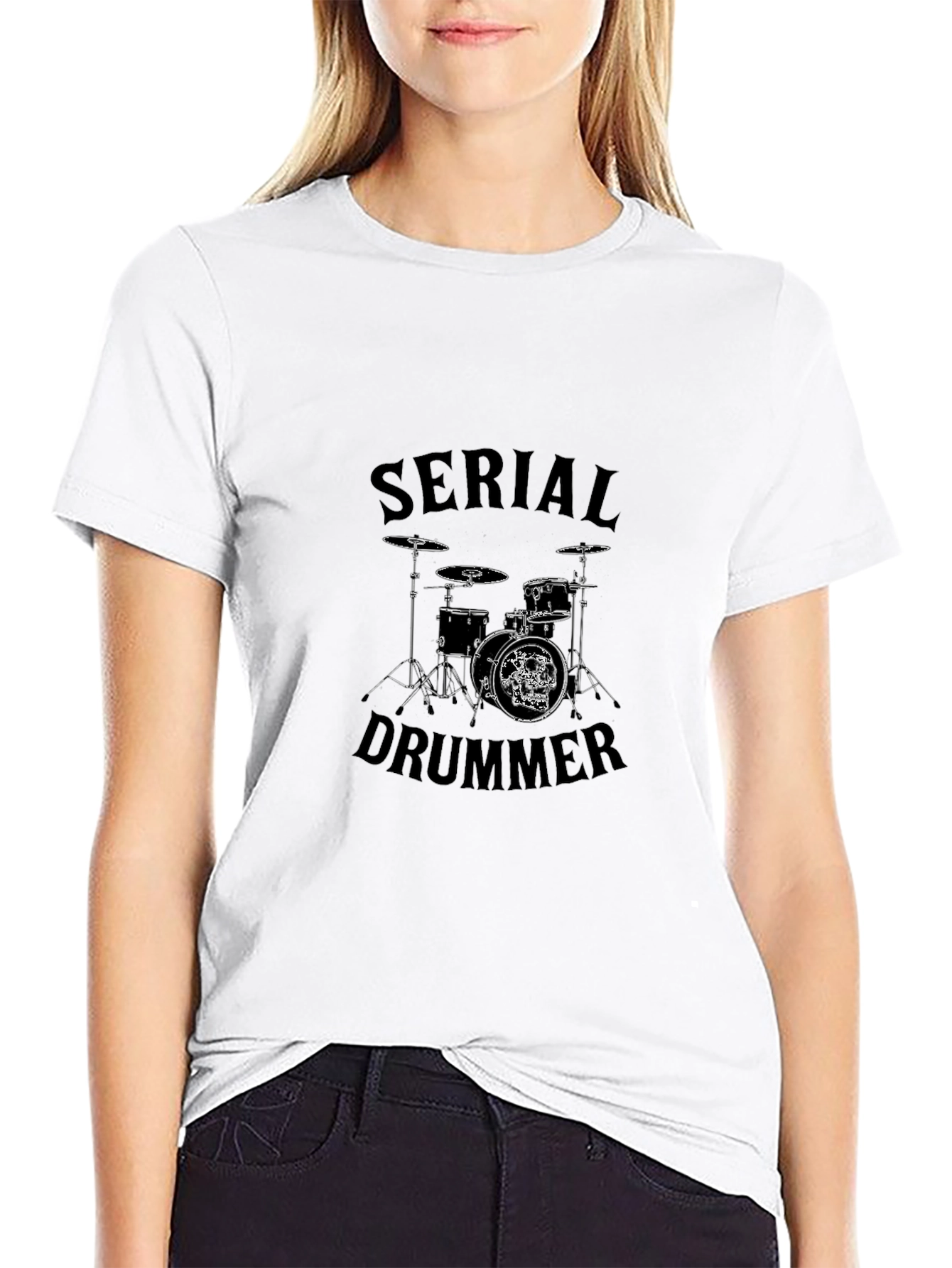Serial Drummer Graphic Tee - Black Cotton T-Shirt