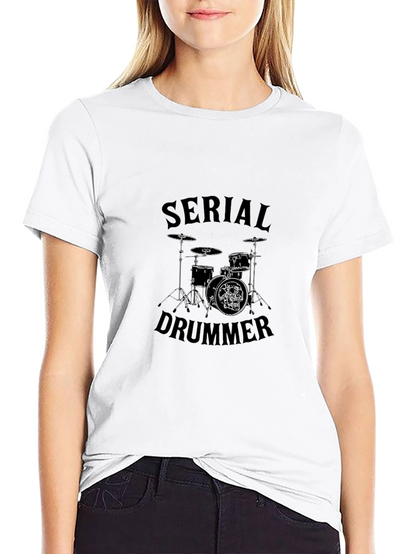 Serial Drummer Graphic Tee - Black Cotton T-Shirt
