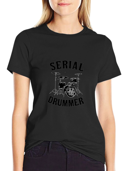 Serial Drummer Graphic Tee - Black Cotton T-Shirt