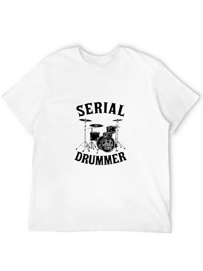 Serial Drummer Graphic Tee - Black Cotton T-Shirt