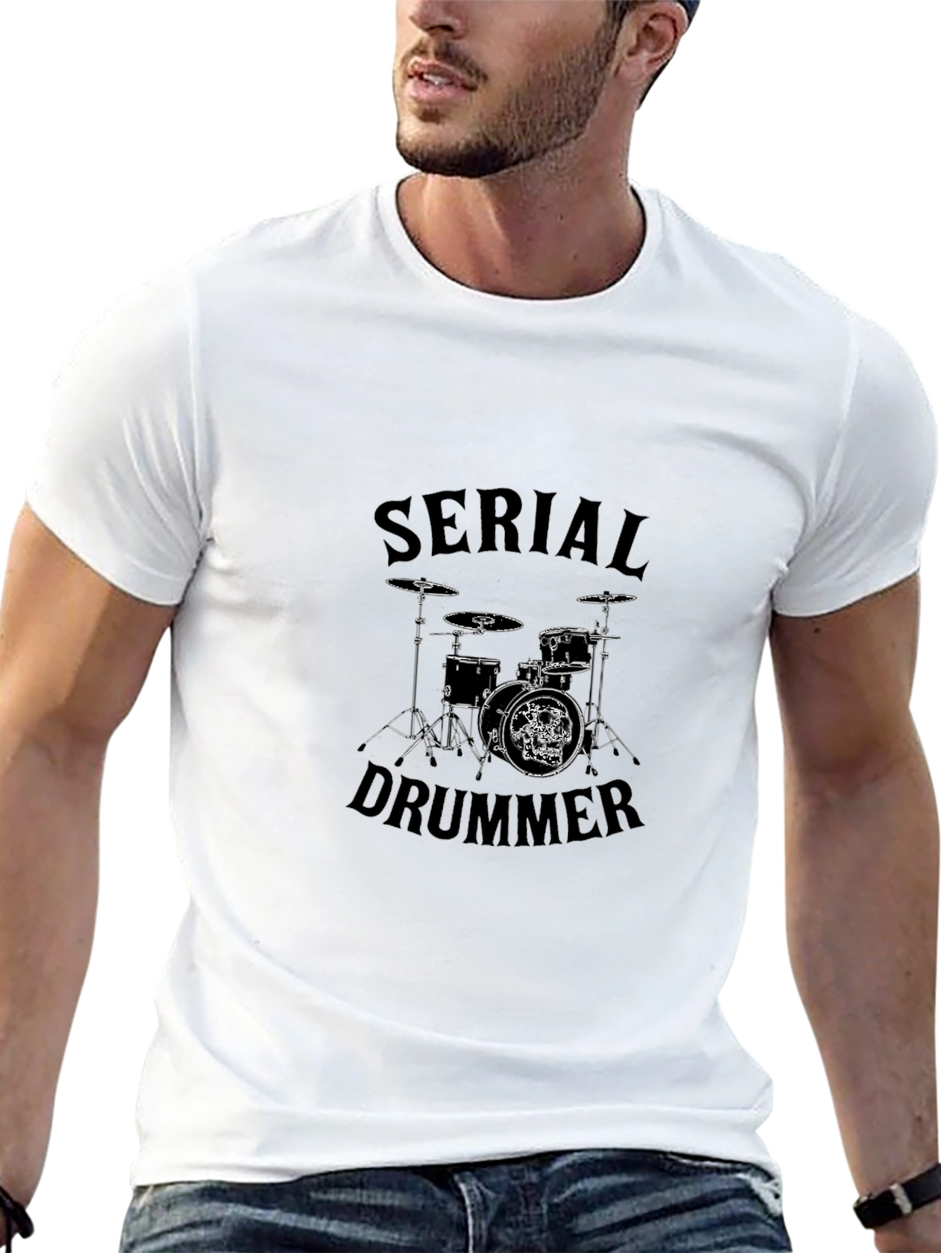 Serial Drummer Graphic Tee - Black Cotton T-Shirt