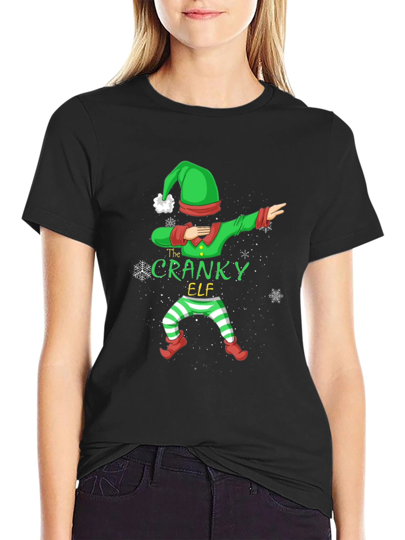 Cranky Elf Dabbing Christmas T-Shirt