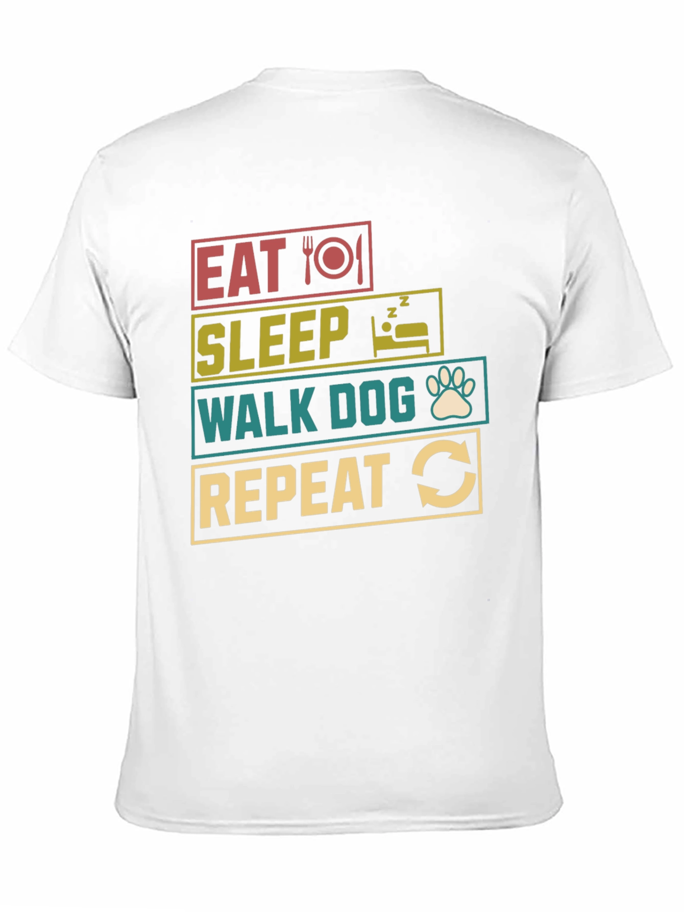 Eat Sleep Walk Dog Repeat Black T-Shirt