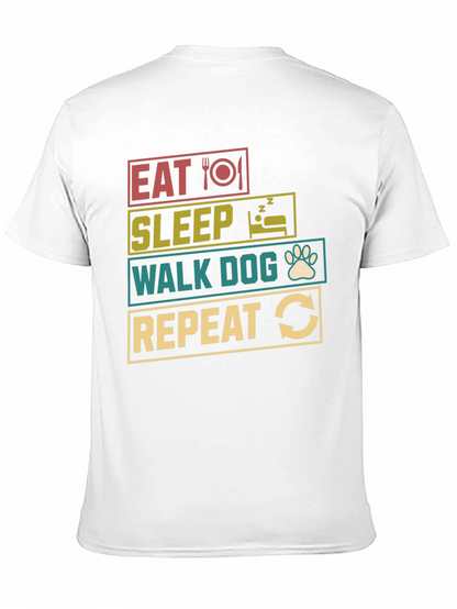 Eat Sleep Walk Dog Repeat Black T-Shirt