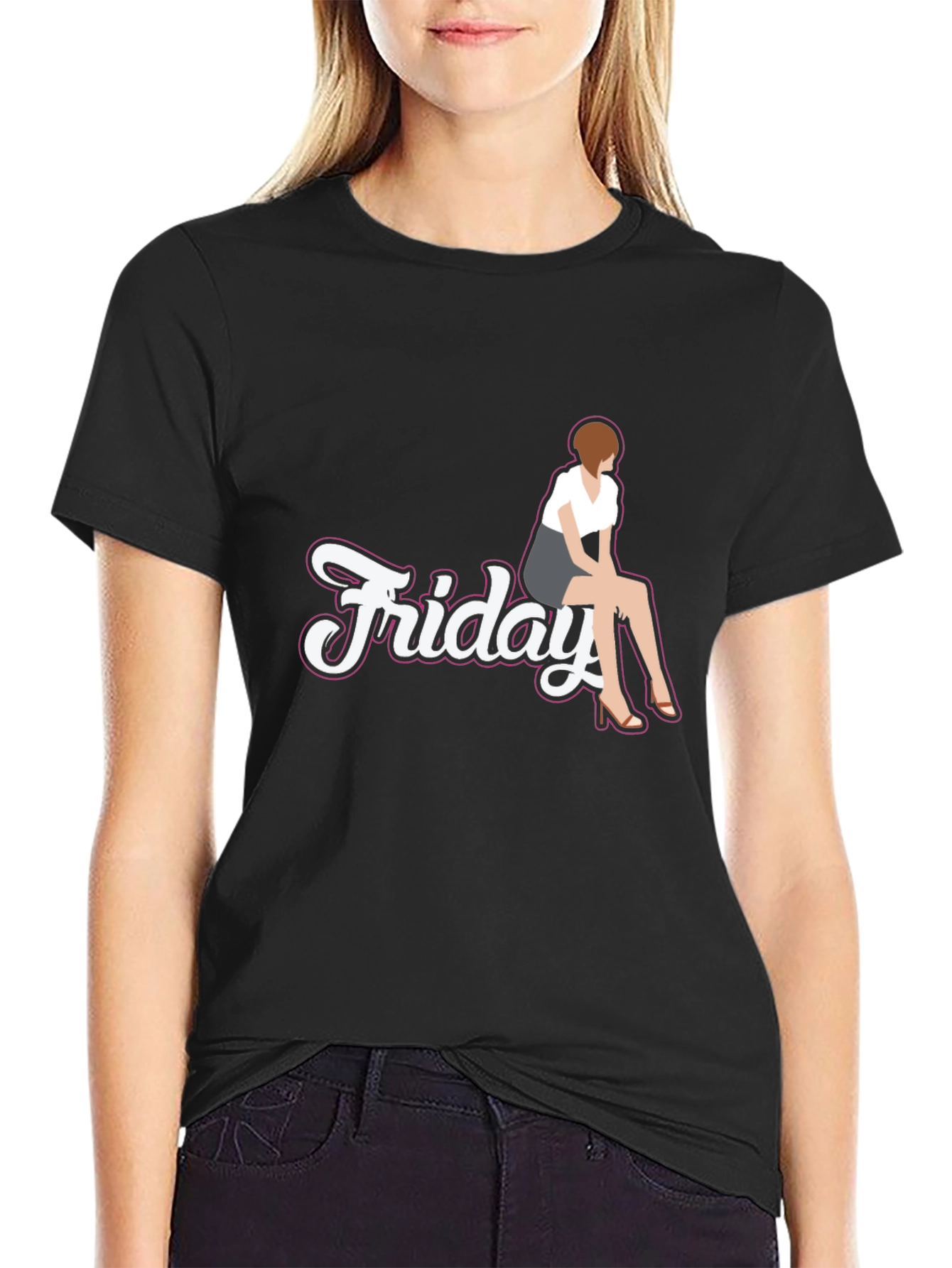 Friday Girl Graphic Tee - Casual Black T-Shirt