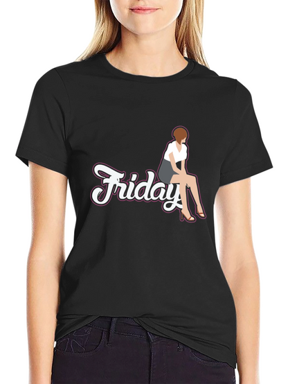 Friday Girl Graphic Tee - Casual Black T-Shirt