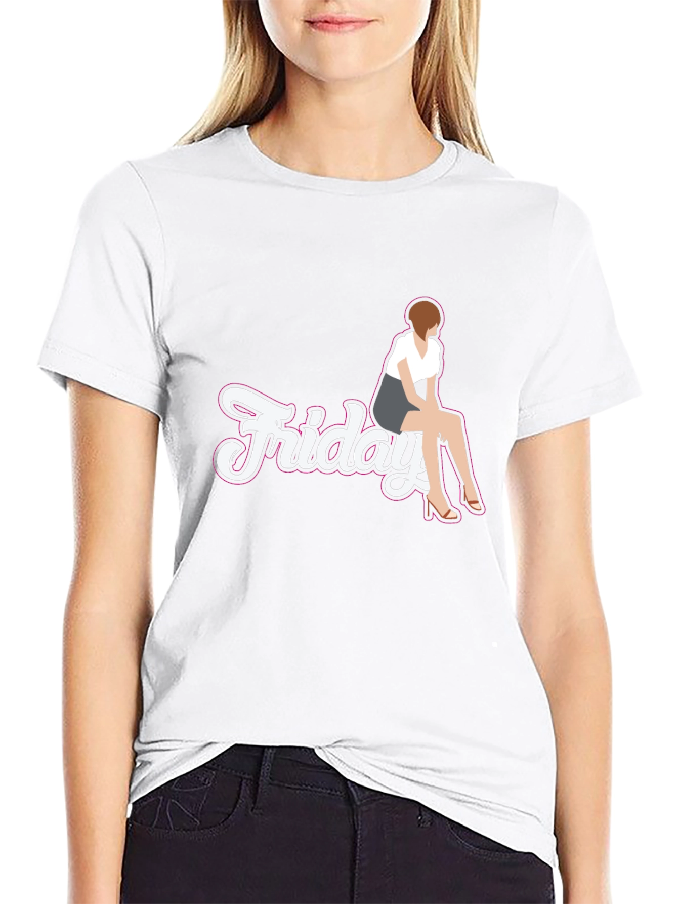 Friday Girl Graphic Tee - Casual Black T-Shirt