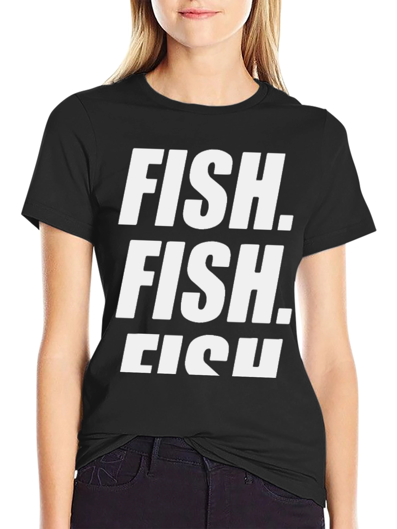 FISH Graphic Print T-Shirt - Black