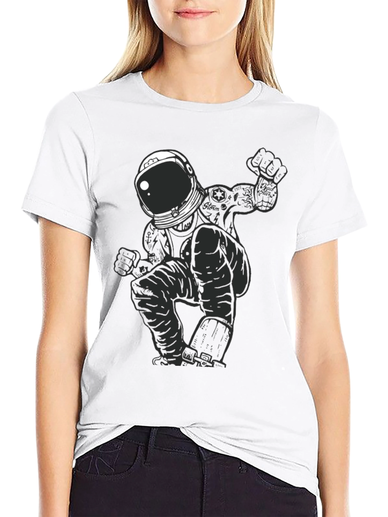 Astronaut Graphic Tee - Mens Black Cotton T-Shirt