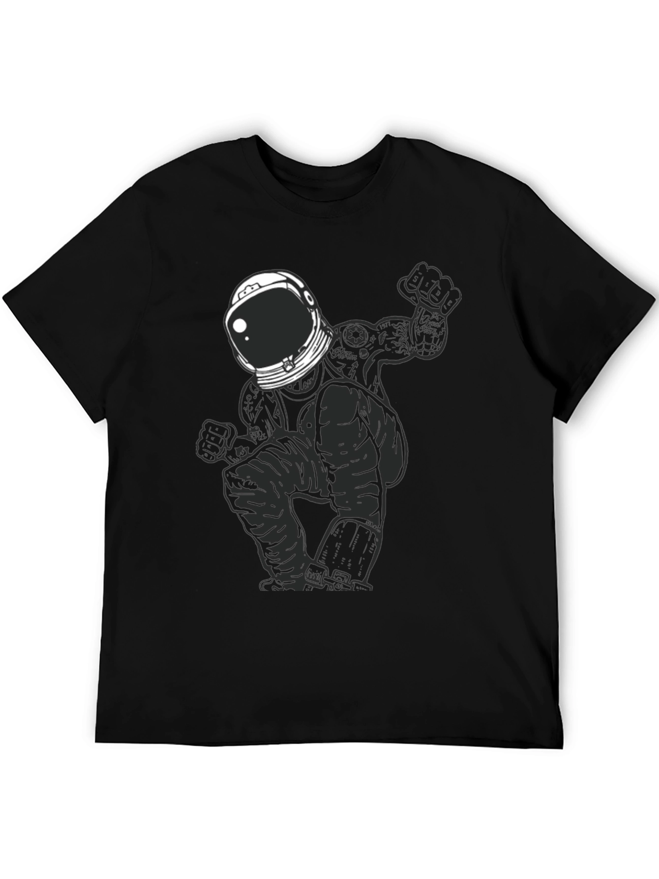 Astronaut Graphic Tee - Mens Black Cotton T-Shirt