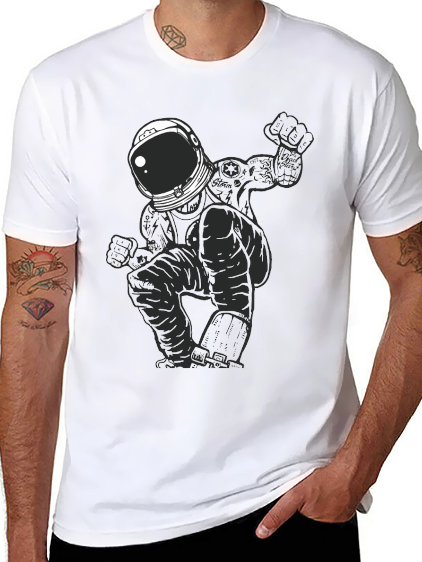 Astronaut Graphic Tee - Mens Black Cotton T-Shirt